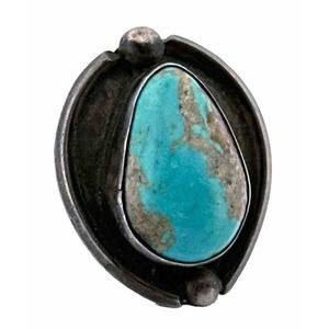 Vintage Old Pawn Turquoise Sterling Silver 925 Ring Native American Sz 4.75